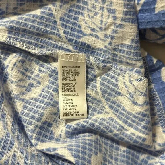 jasmine rose SML Light Blue White Floral Waffle Knit Full Zip Long Sleeve Robe - Picture 12 of 15